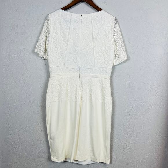 NEW! Ivy + Blue Lace Topped Sheath Dress Cream 12 - Picture 4 of 5